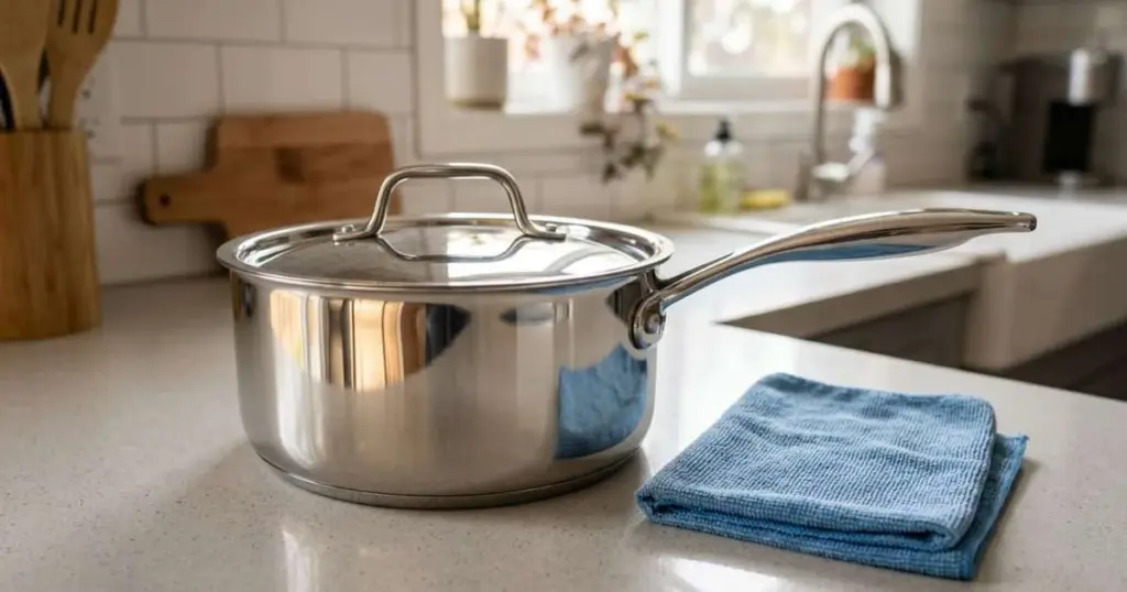 1 truco simple con vinagre para dejar tu olla de acero inoxidable como nueva
