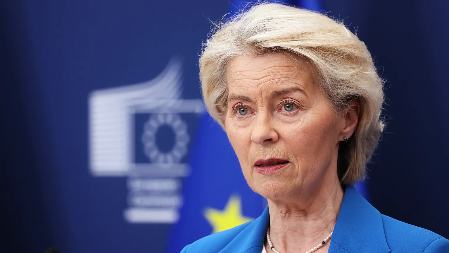 European Commission President Ursula von der Leyen speaks during a media conference regarding energy at EU headquarters in Brussels, Monday, April 13, 2026.