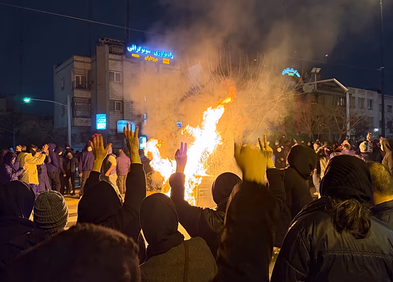 Iranians attend an anti-government protest in Tehran, 9 January, 2026