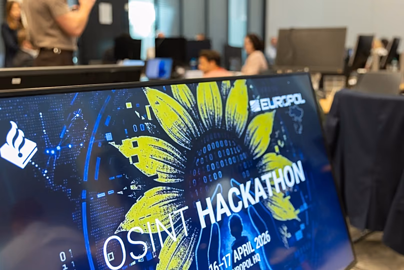 Investigators looking into the whereabouts of abducted Ukrainian children at Europol headquaters in The Hague, 16 April, 2026 