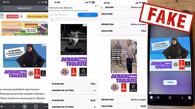 Fake political ads spread across platforms such as Vinted, Candy Crush, La Dépêche du Midi and sports betting sites,