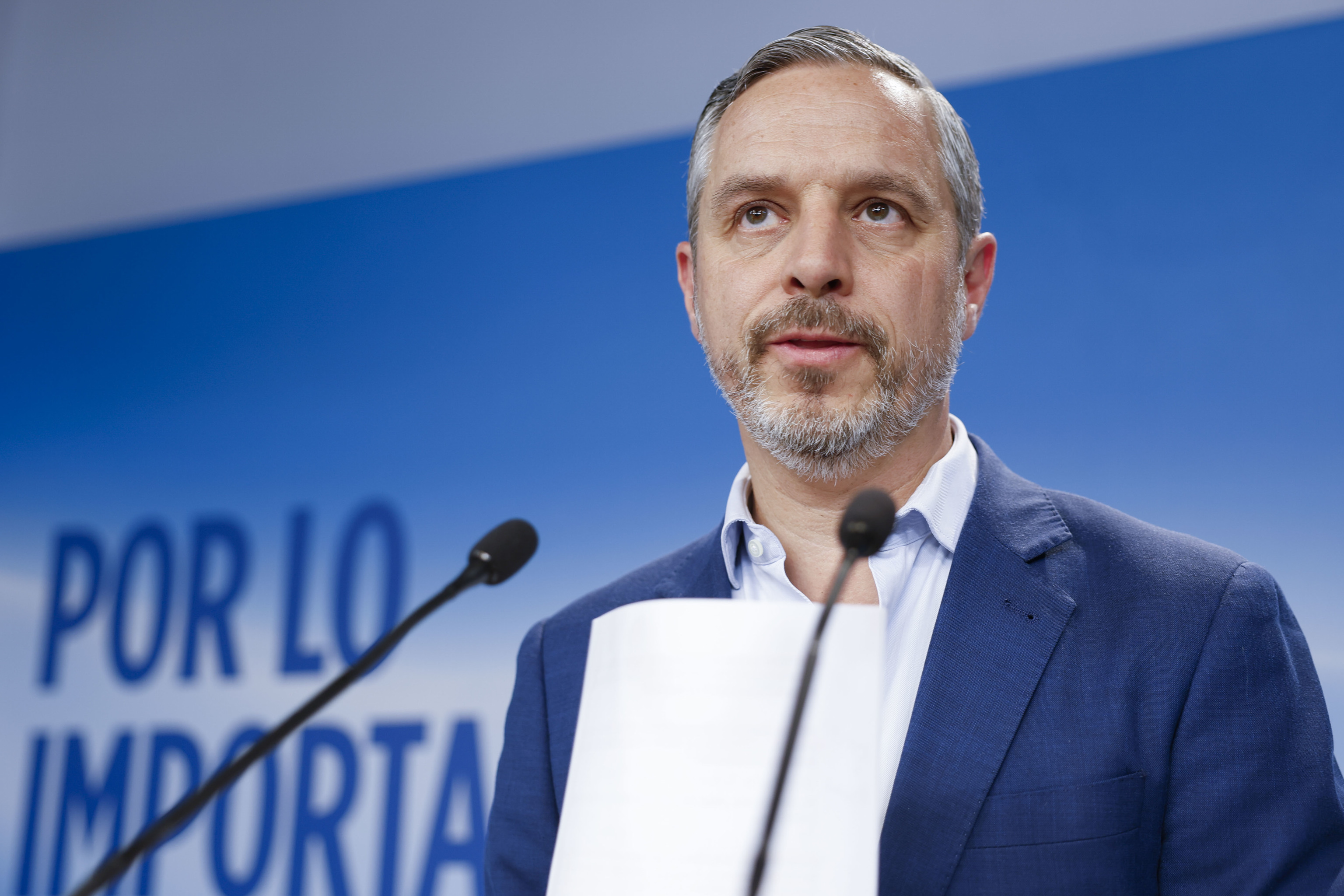 El vicesecretario del PP, Juan Bravo, este lunes en Génova.
