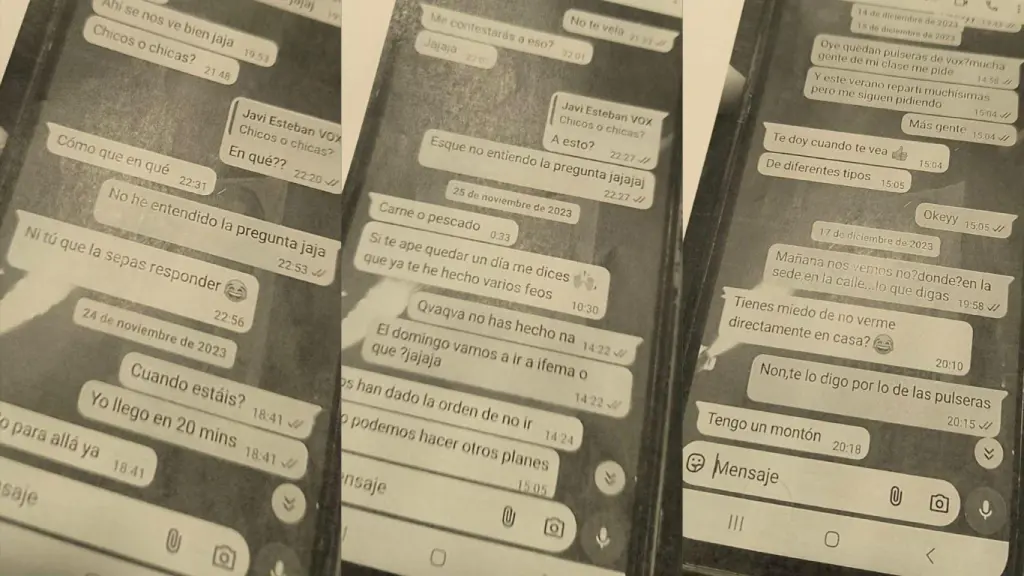 Chats de WhatsApp entre el denunciante y el denunciado.