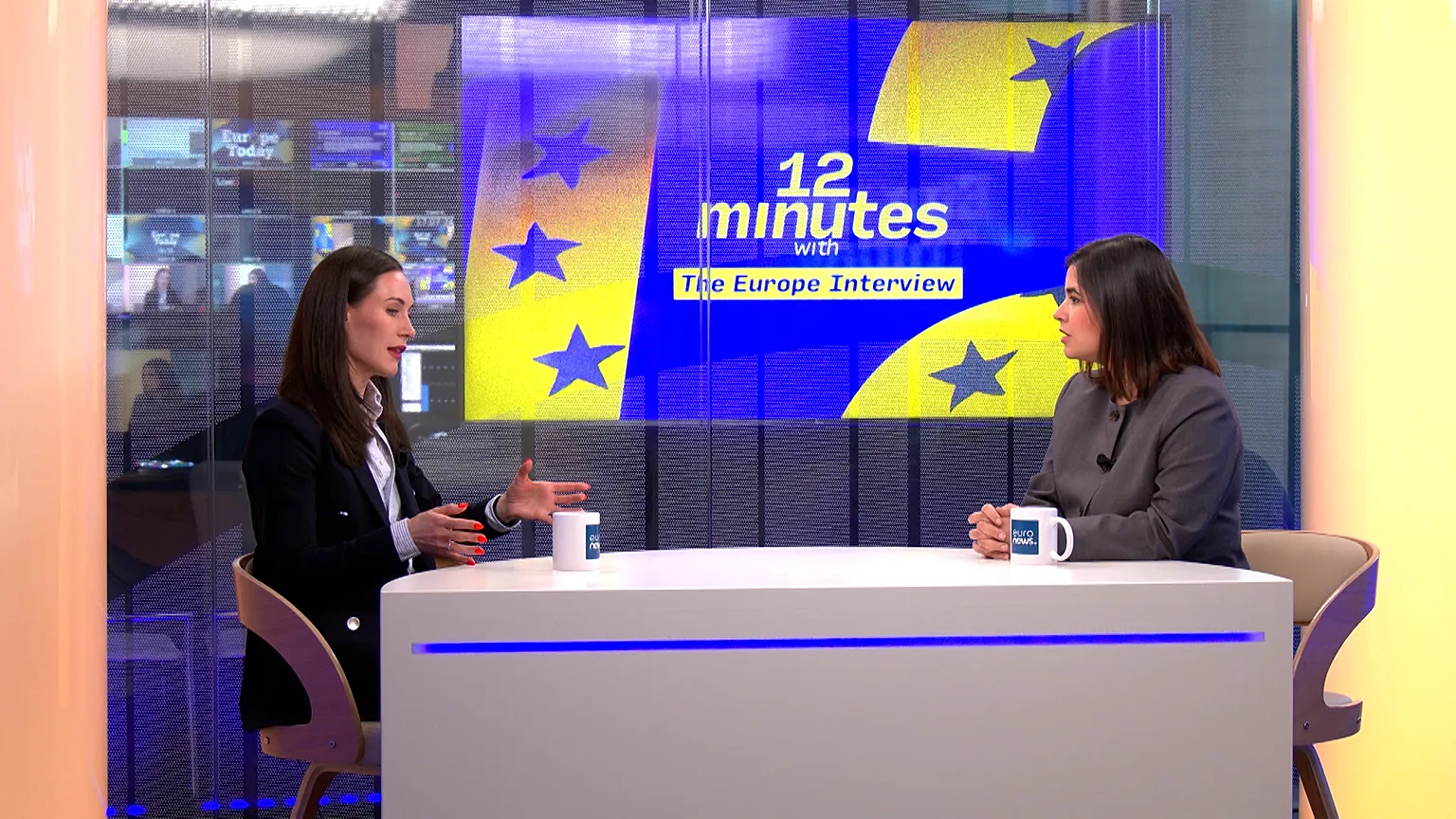 Sanna Marin during a Euronews interview
