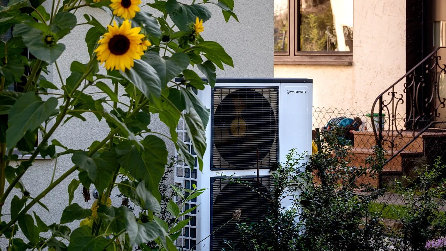 A heat pump is installed at a house in Frankfurt, Germany, Thursday, Sept. 7, 2023.