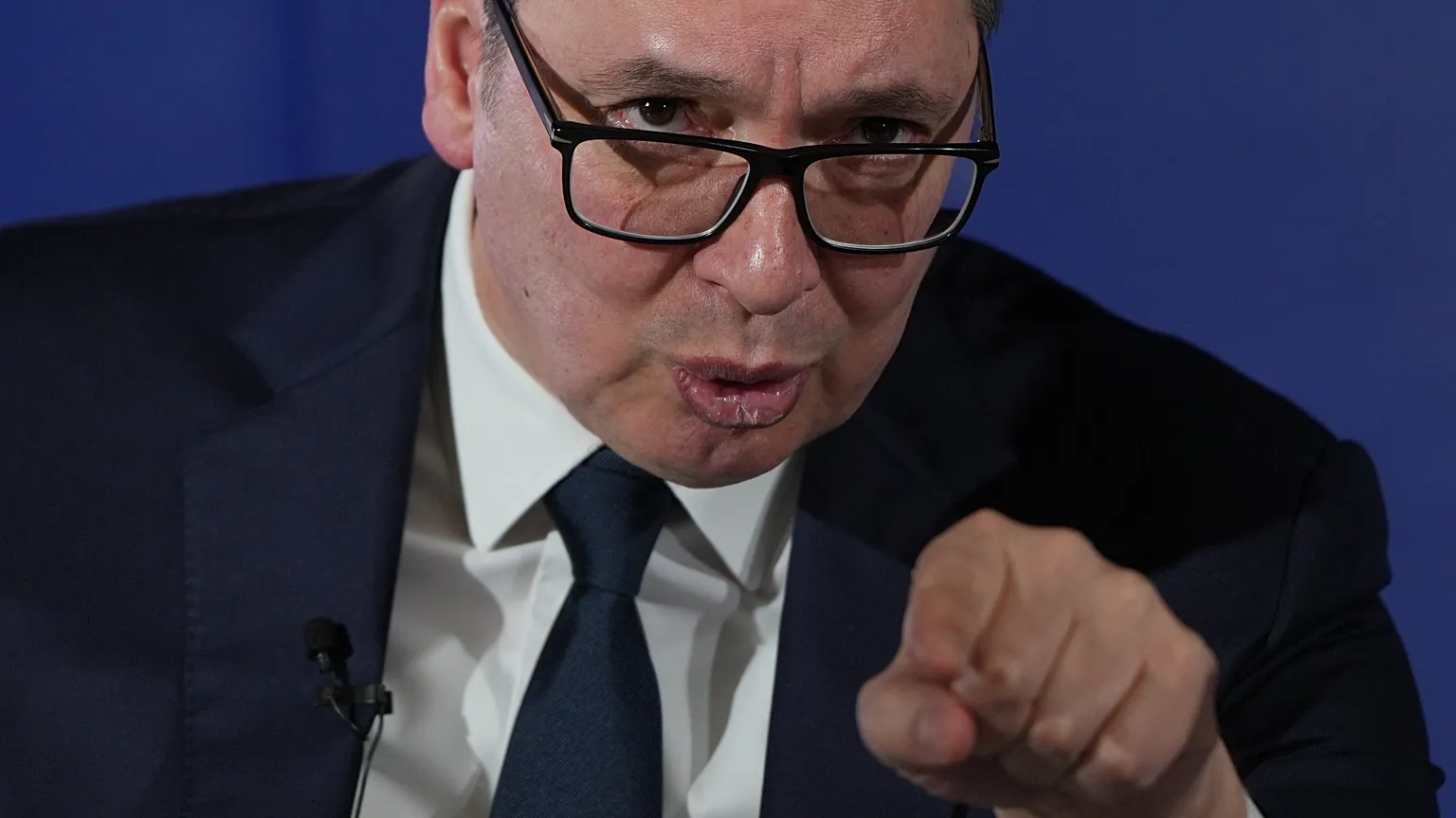 Serbian President Aleksandar Vucic speaks during a public address in Belgrade, Serbia, Tuesday, Dec. 30, 2025. (AP Photo/Darko Vojinovic)