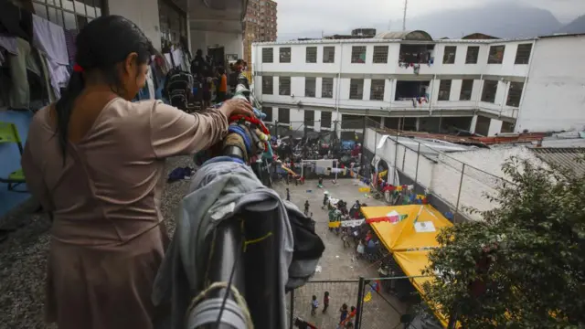 Albergue con emberas en Bogotá en una fotografía tomada en 2022.
