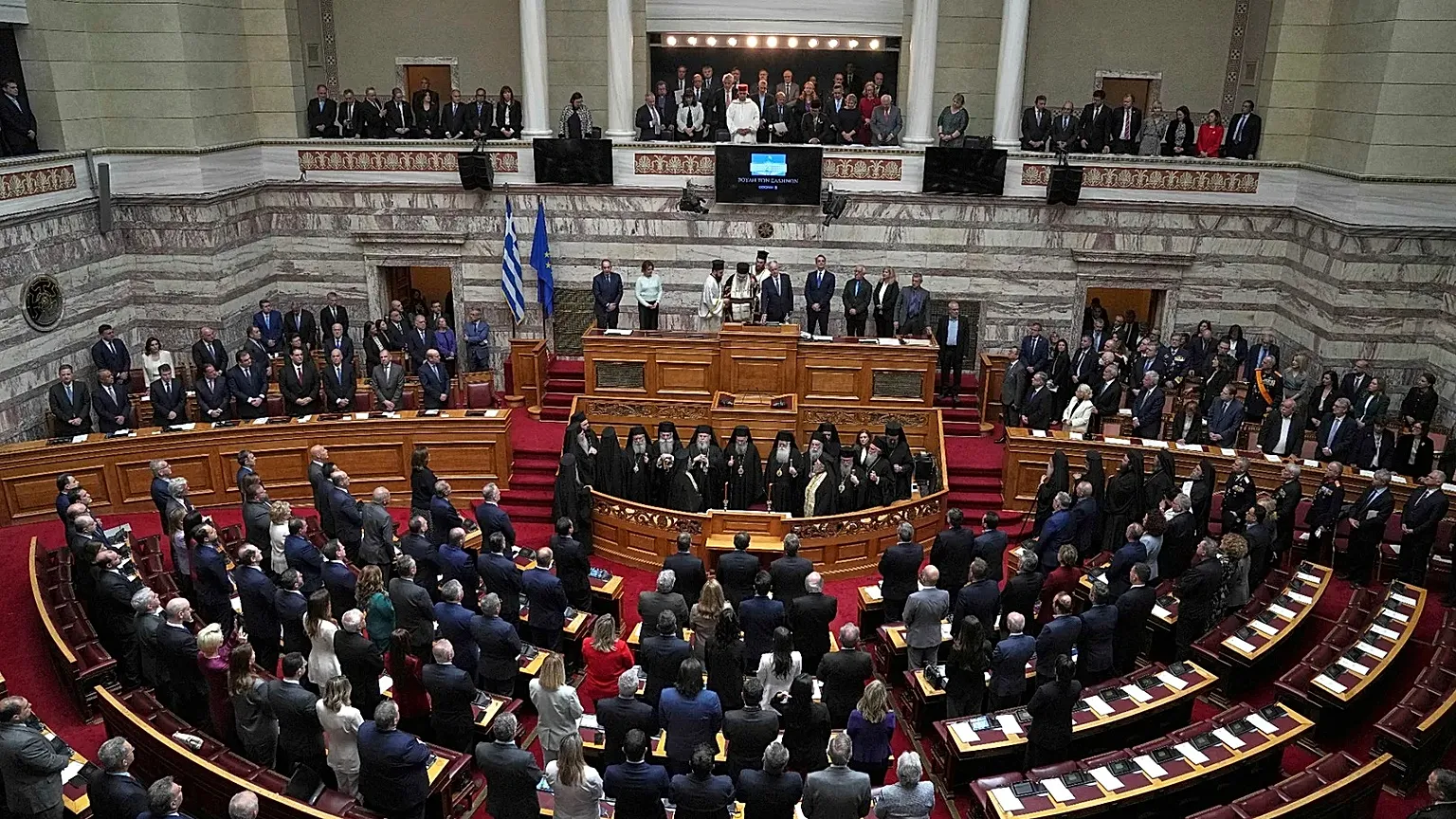 A view of the Greek parliament in Athens, 13 March, 2025