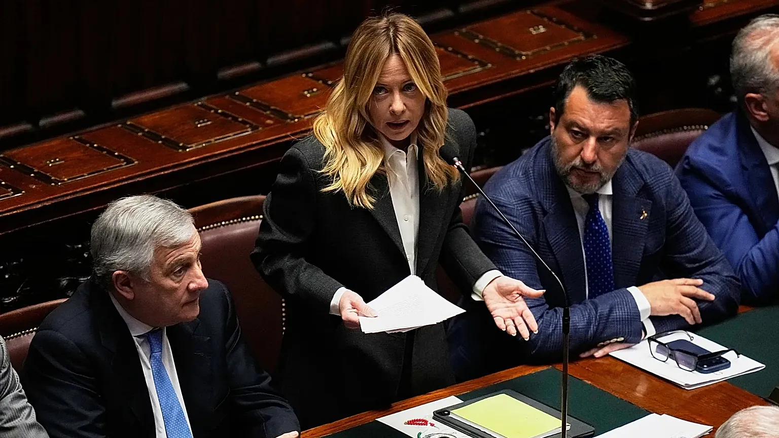 Italian Prime Minister Giorgia Meloni addresses the lower chamber of parliament in Rome, 9 April, 2026