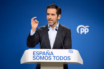 07/01/2025 El vicesecretario de Cultura y portavoz del Partido Popular, Borja Sémper, durante una rueda de prensa posterior a la reunión del Comité de Dirección del Partido Popular, en la sede nacional del PP, a 7 de enero de 2024, en Madrid (España). La rueda de prensa ha tenido lugar después de la primera reunión del Comité de Dirección del Partido Popular del año 2025.POLITICA Eduardo Parra - Europa Press