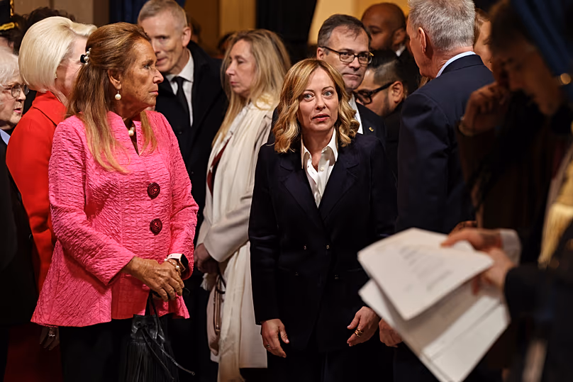 Italian Prime Minister Giorgia Meloni arrives before the 60th Presidential Inauguration in the Rotunda of the US Capitol in Washington, 20 January, 2025