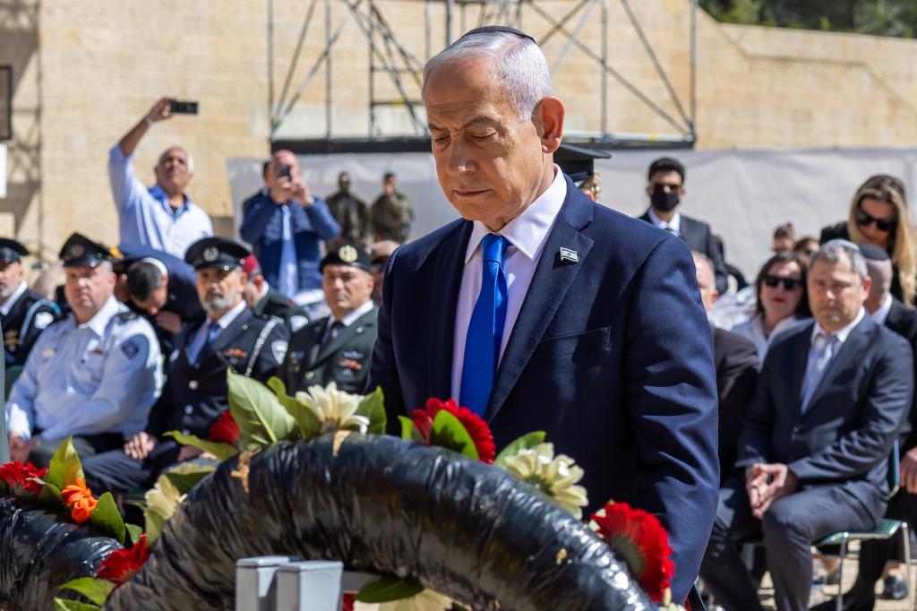 Benjamin Netanyahu, el martes, en un acto en el museo del Holocausto en Jerusalén.