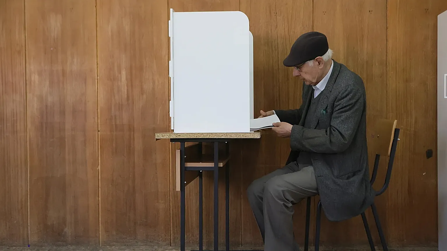 A man casts his ballot at a polling station in Sofia, Bulgaria, Sunday, April 19, 2026, during early parliamentary elections. 