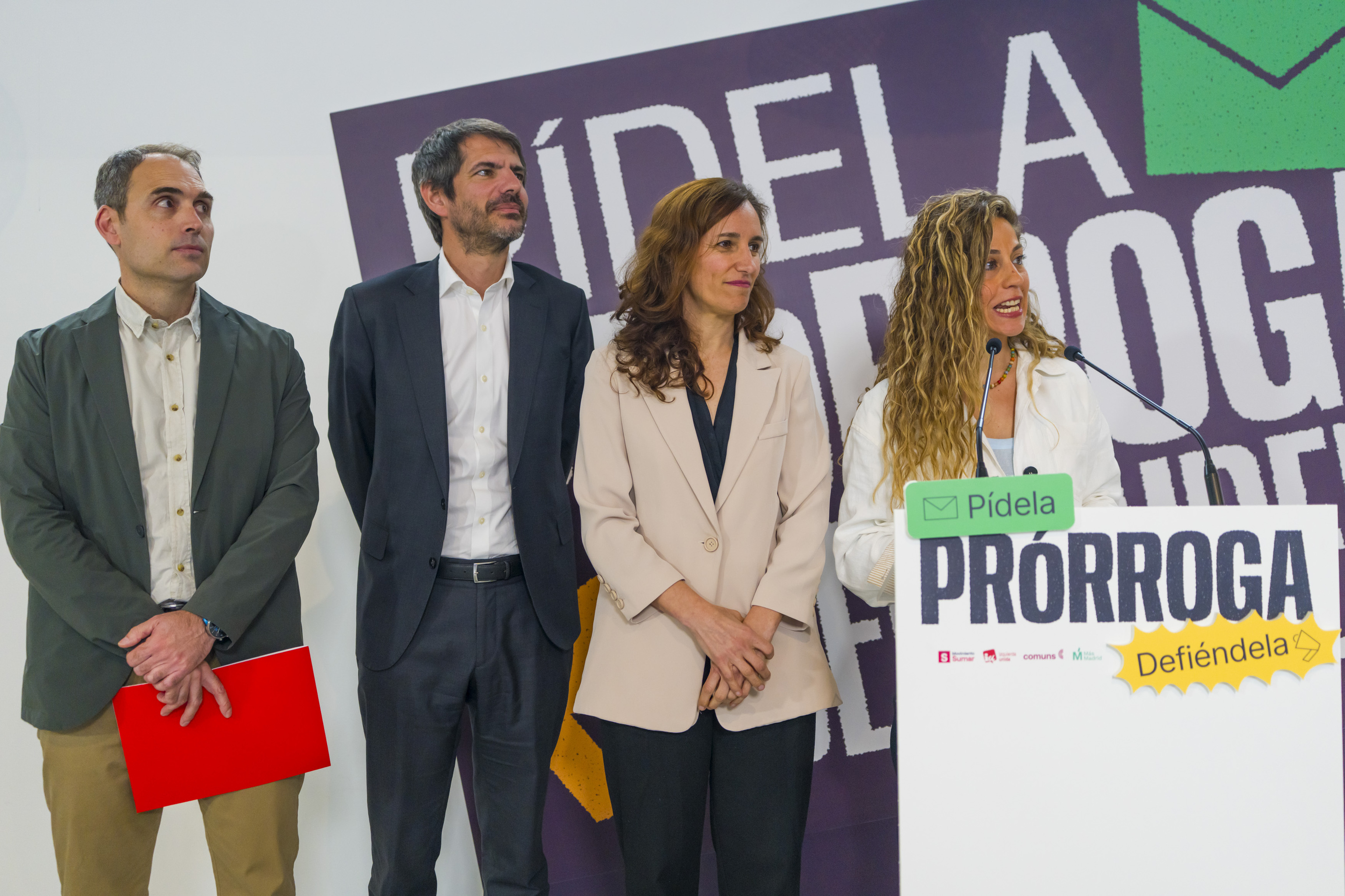 Valero, Urtasun, García y Hernández, en la rueda de prensa de Sumrar.