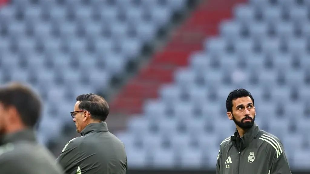 Álvaro Arbeloa, en el entrenamiento del Real Madrid en el Allianz Arena
