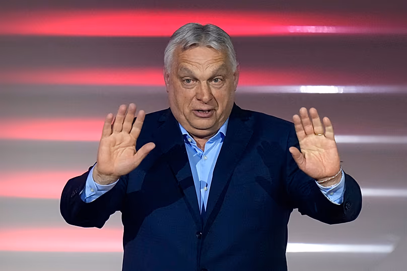 Hungary's Prime Minister Viktor Orbán addresses supporters in Budapest, 12 April, 2026