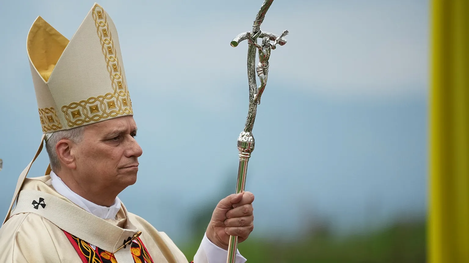 Pope Leo XIV arrives in procession to celebrate a Mass at Bamenda Airport, Cameroon, on the fourth day of his 11-day pastoral visit to Africa, 16 April 2026