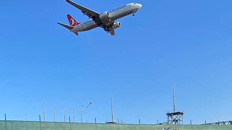 A Turkish airline aeroplane leaves Istanbul's Sabiha Gökçen International Airport