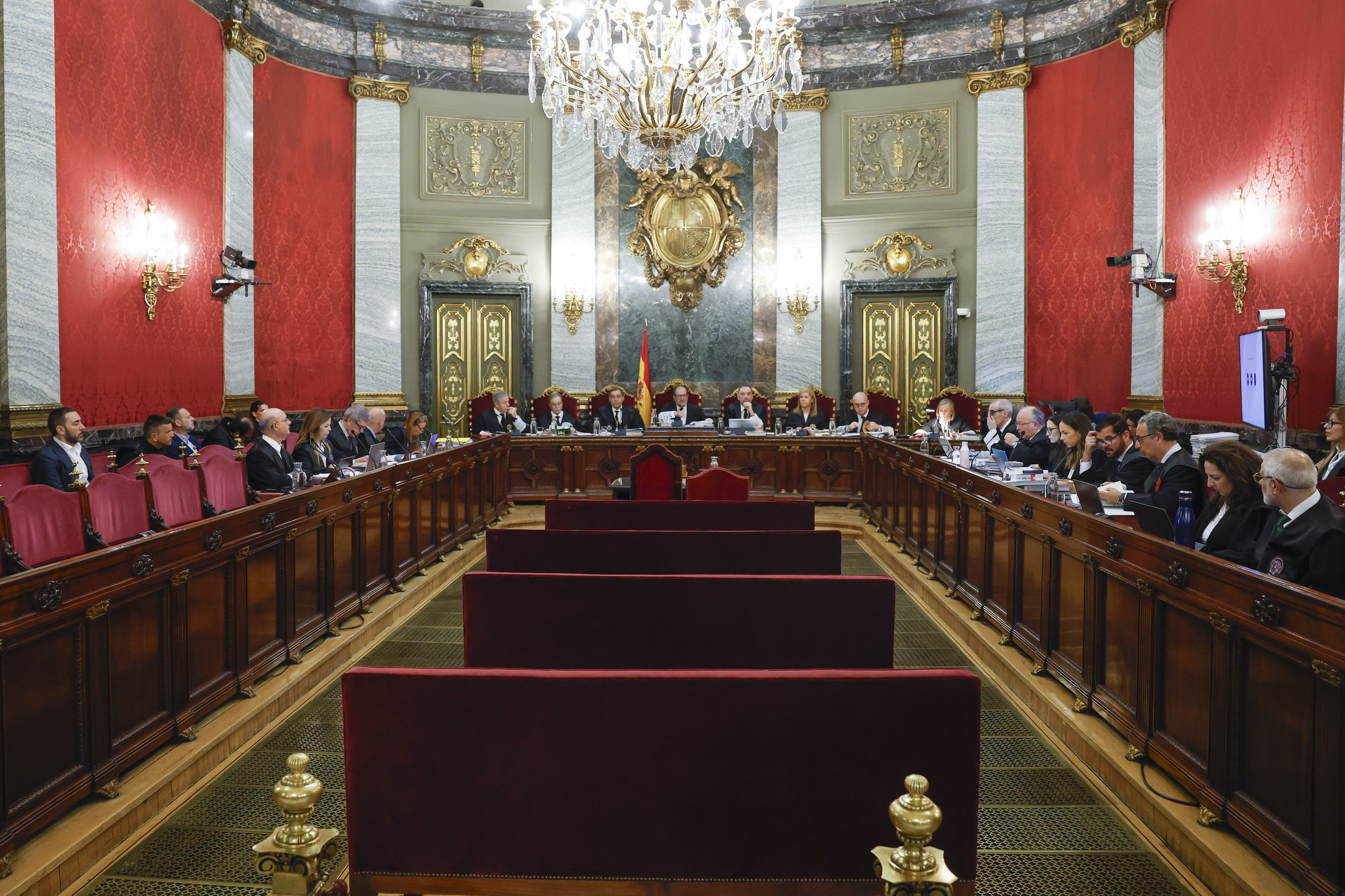 Vista general de la Sala del Tribunal Supremo que juzga a José Luis Ábalos, Koldo García y Víctor de Aldama
