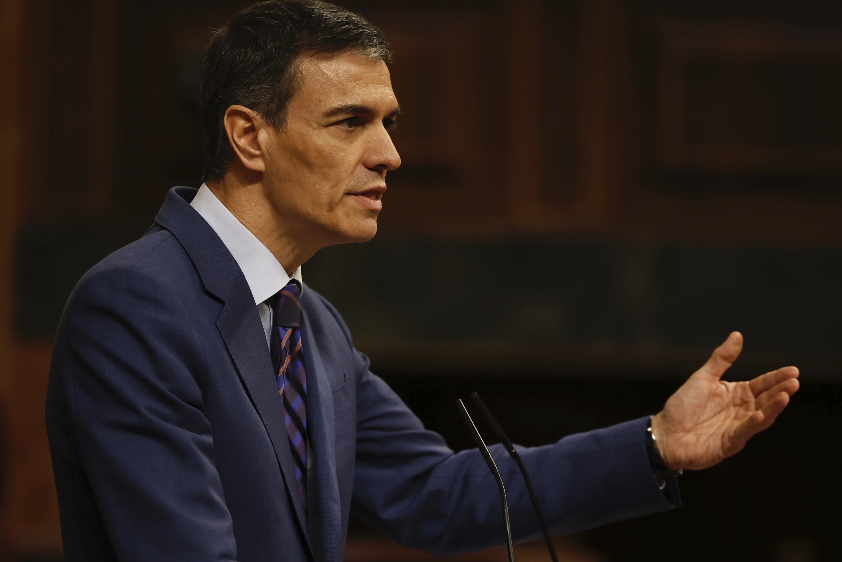 El presidente del Gobierno, Pedro Sánchez, en el Congreso