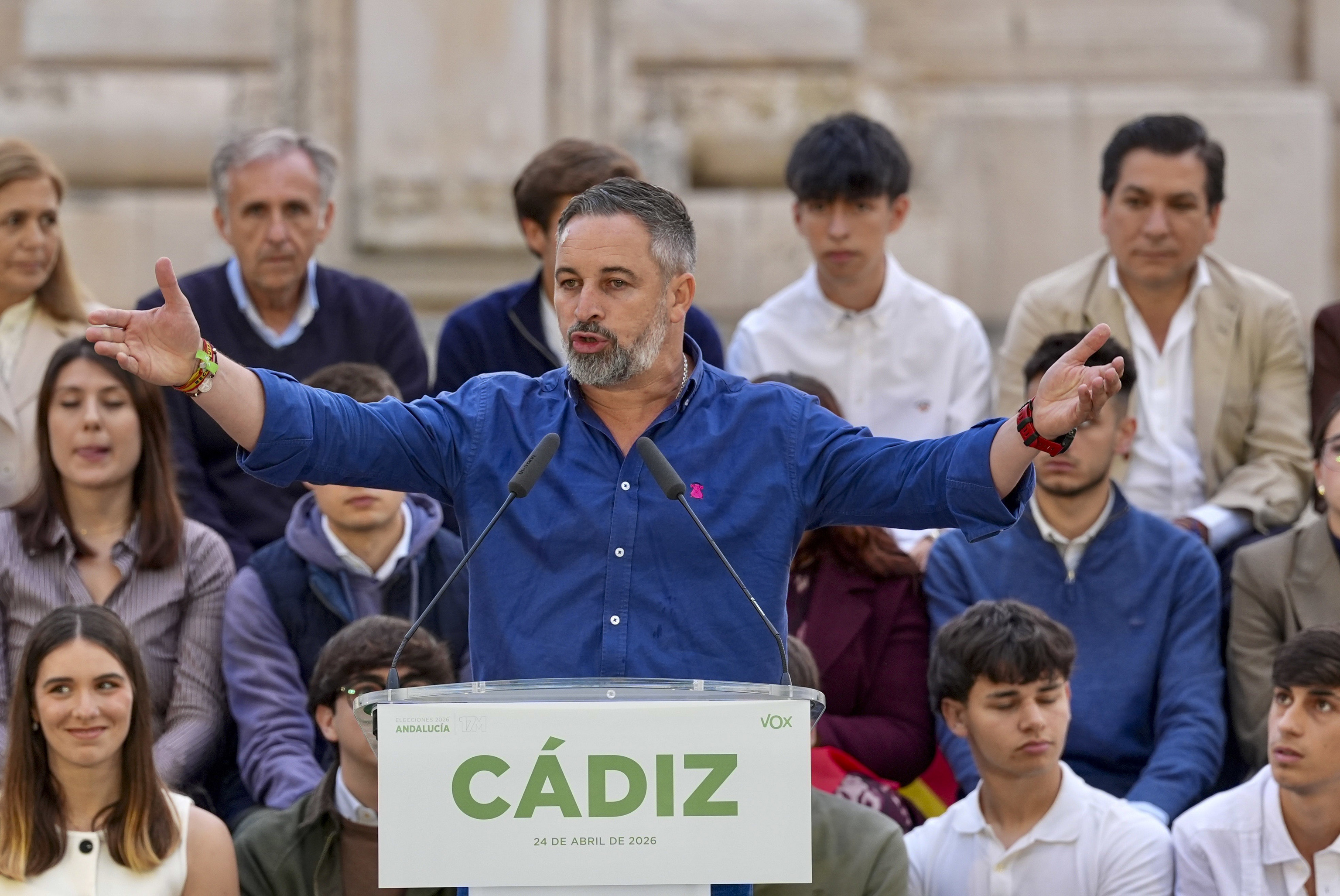 Santiago Abascal, en el mitin de Cádiz.