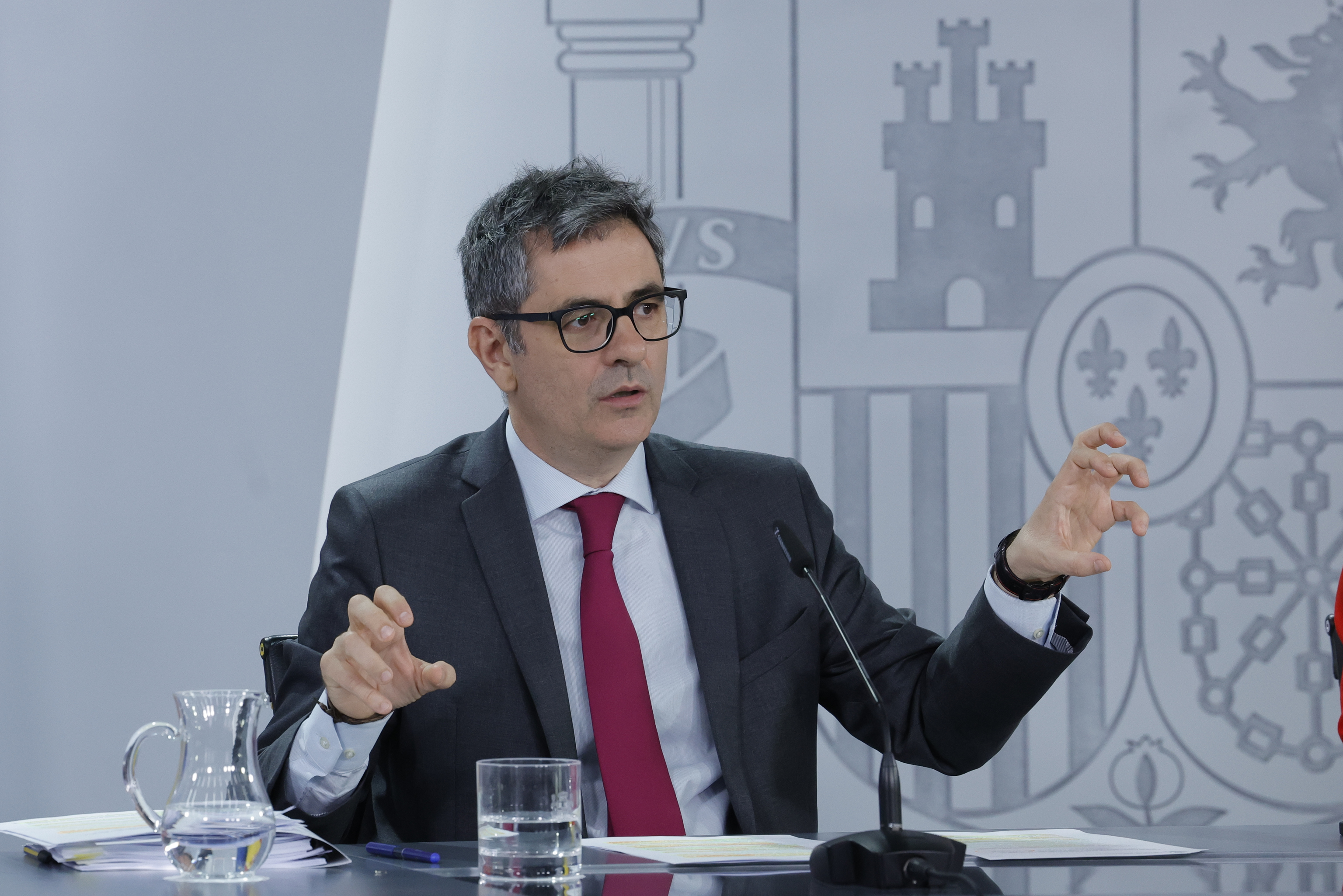 El ministro de la Presidencia, Justicia y Relaciones con las Cortes, Félix Bolaños, durante el Consejo de Ministros