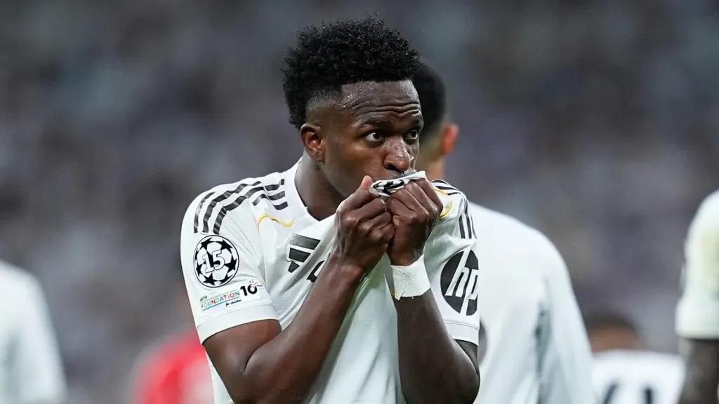 Vinicius celebra el gol marcado ante el Atlético de Madrid.