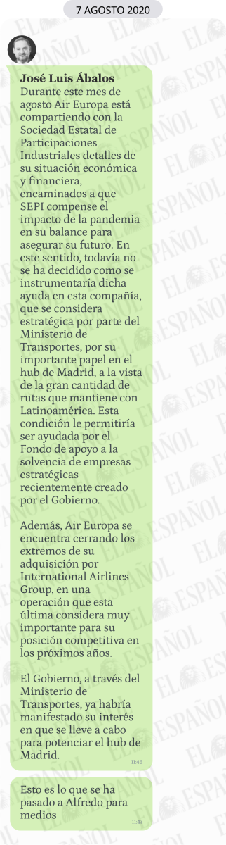 Mensaje de José Luis Ábalos a Koldo García