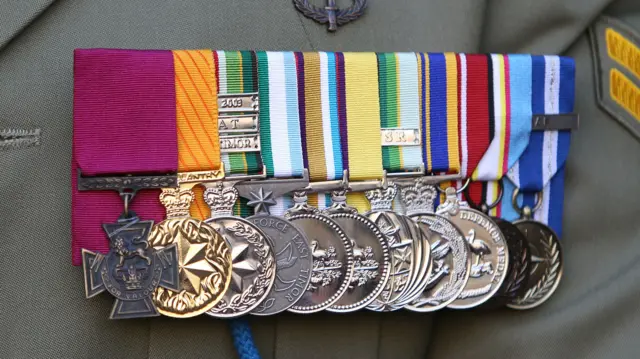 Algunas de las medallas que Roberts-Smith recibió en su carrera.