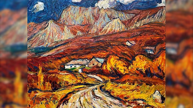 Painting by Ukrainian artist Andrii Chebotaru, displayed in the office of the Ukrainian president Volodymyr Zelenskyy