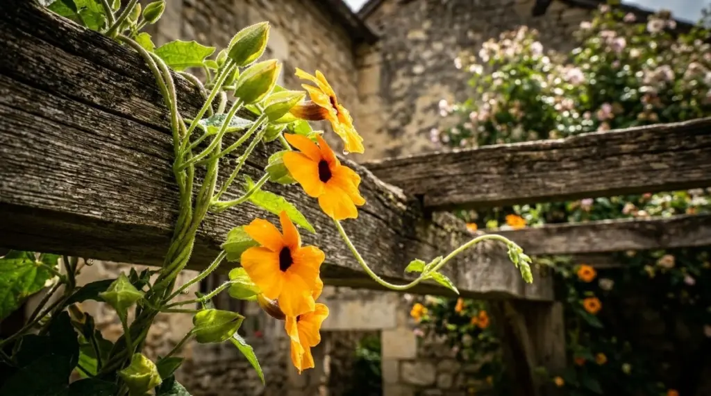 Adiós al calor: la Thunbergia alata o Susana de los ojos negros crece centímetros al día