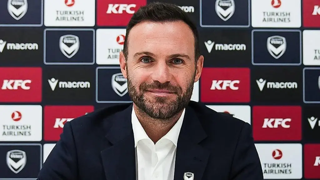 Juan Mata, el día de su presentación como nuevo jugador del Melbourne Victory Football Club.