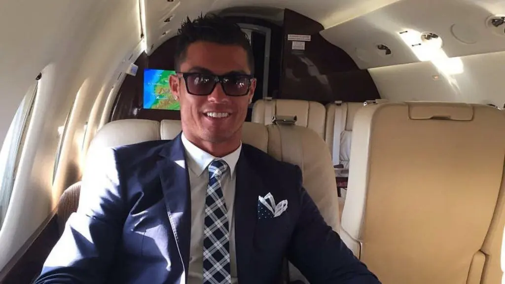 Cristiano Ronaldo, en su avión privado.