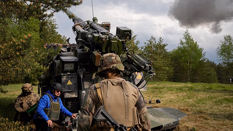 Estonian Defence Forces performing military drills near Tapa, Estonia on 25 May 2023.
