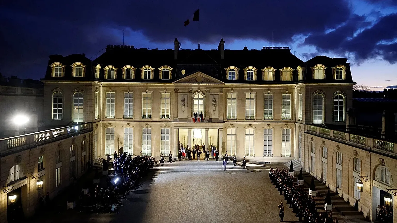 A view of the presidential Élysée Palace's courtyard in Paris, 16 February, 2024