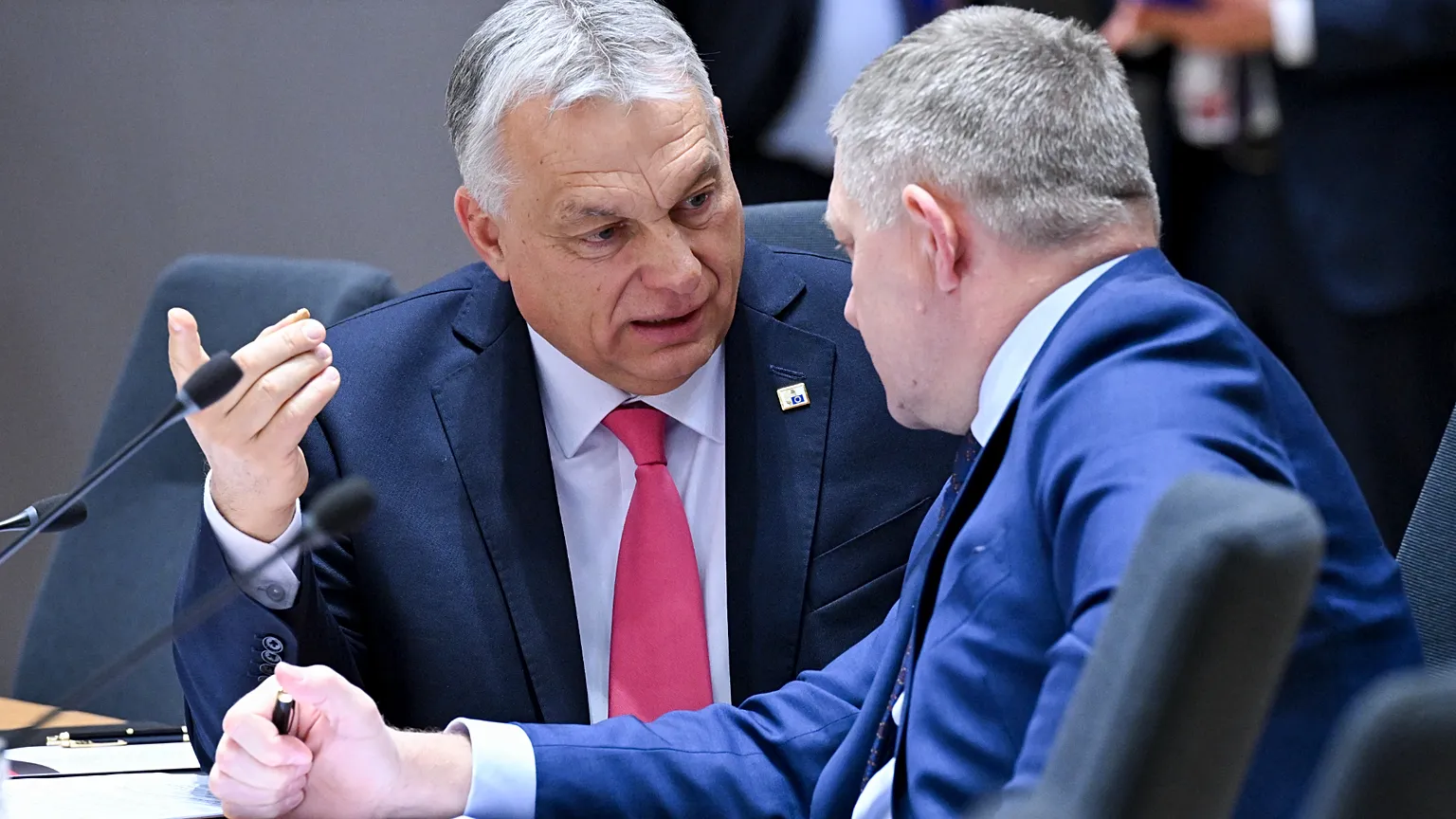FILE: Hungarian PM Viktor Orban and Slovak PM Robert Fico at the European Council Roundtable (Euro Summit) in Brussels, 20 March 2025