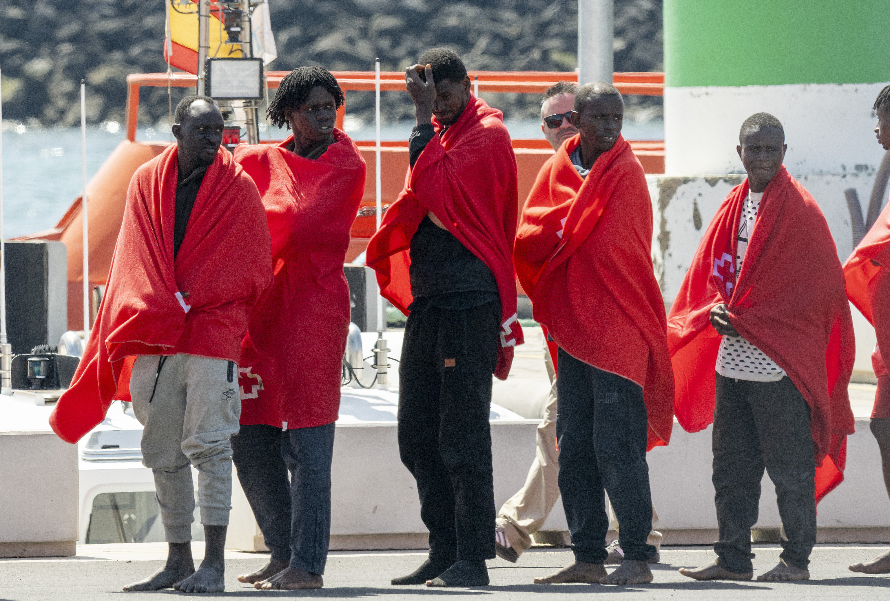 Inmigrantes rescatados en Lanzarote el pasado 6 de abril.