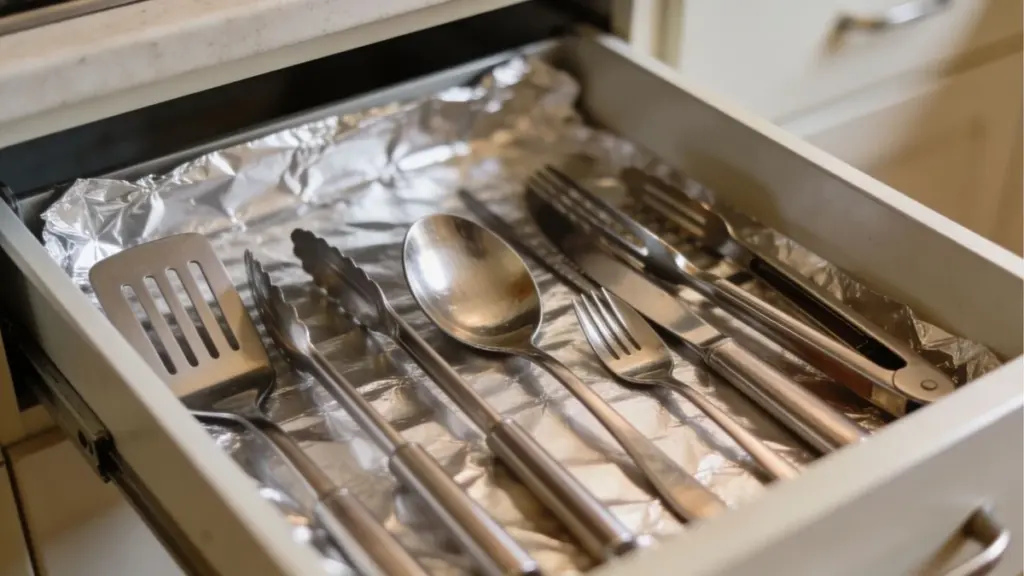 Cajones impecables: el truco del papel de aluminio para tu cocina