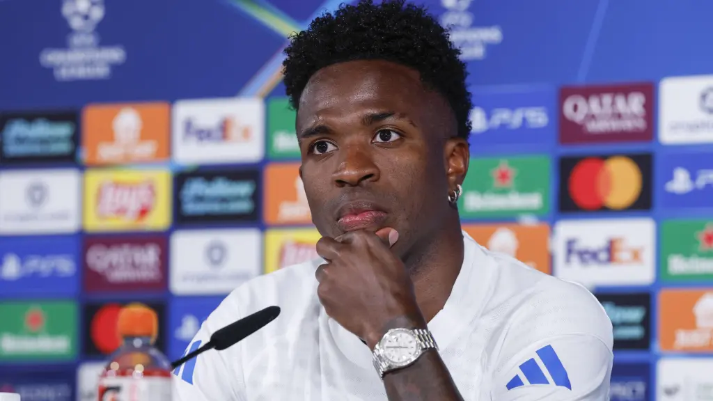 Vinicius, en rueda de prensa con el Real Madrid
