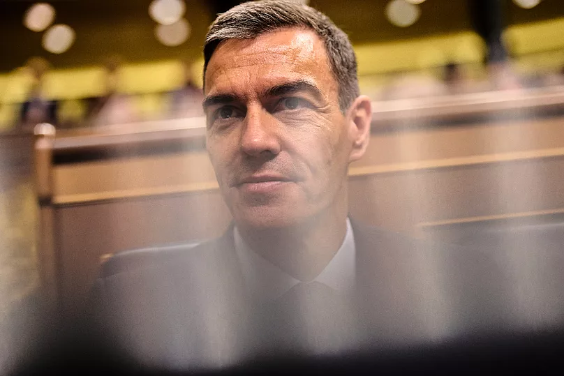 Spanish Prime Minister Pedro Sánchez sits in the Spanish parliament in Madrid, 9 July, 2025