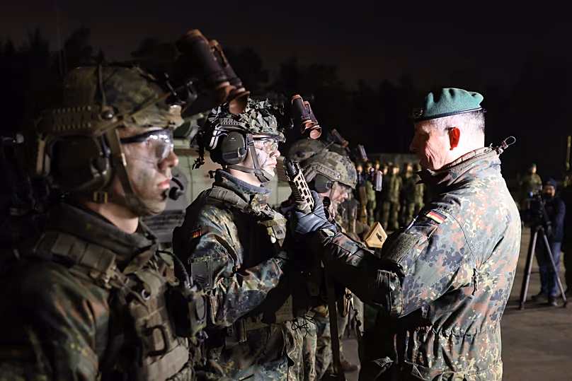 German soldiers of the 122 Armoured Infantry Battalion at the Grafenwöhr military training area, 4 December, 2025