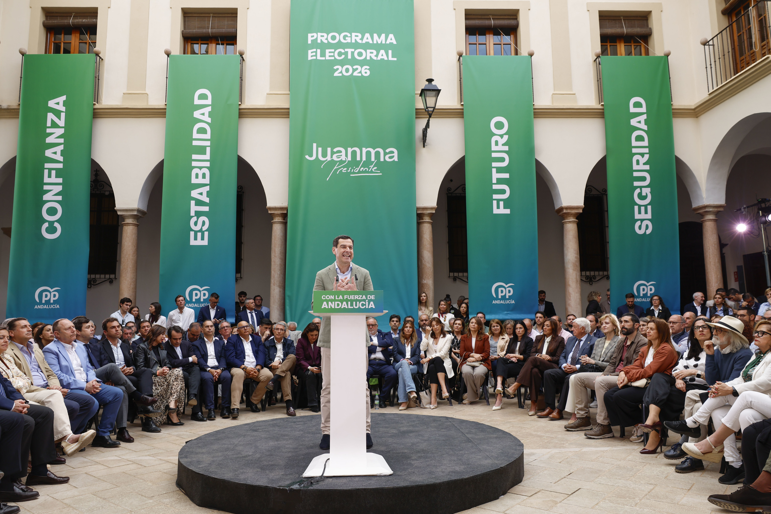 El presidente del PP-A y candidato a la reelección de la Presidencia de la Junta de Andalucía, Juanma Moreno