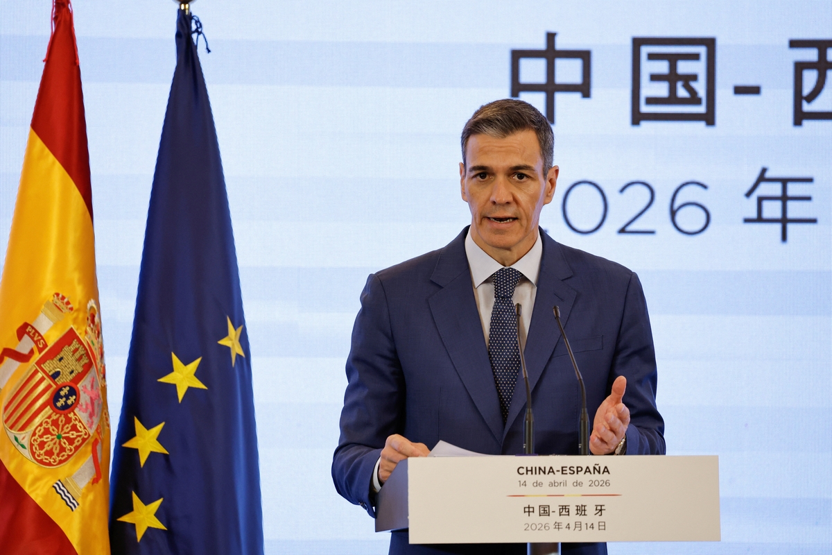 El presidente del Gobierno, Pedro Sánchez, durante una rueda de prensa en su visita a Pekín, China. (REUTERS/Tingshu Wang)