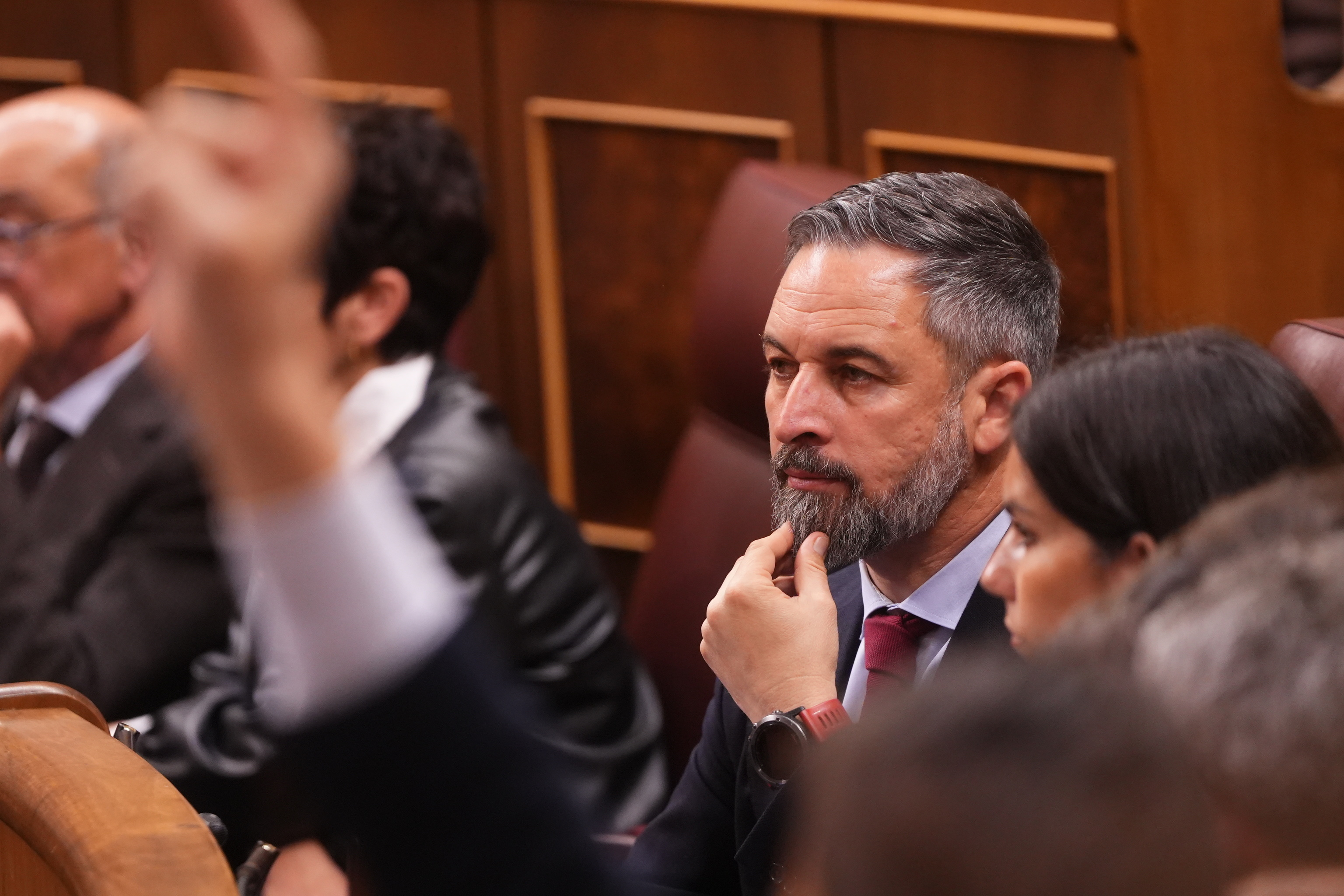 Santiago Abascal, en su escaño del Congreso.