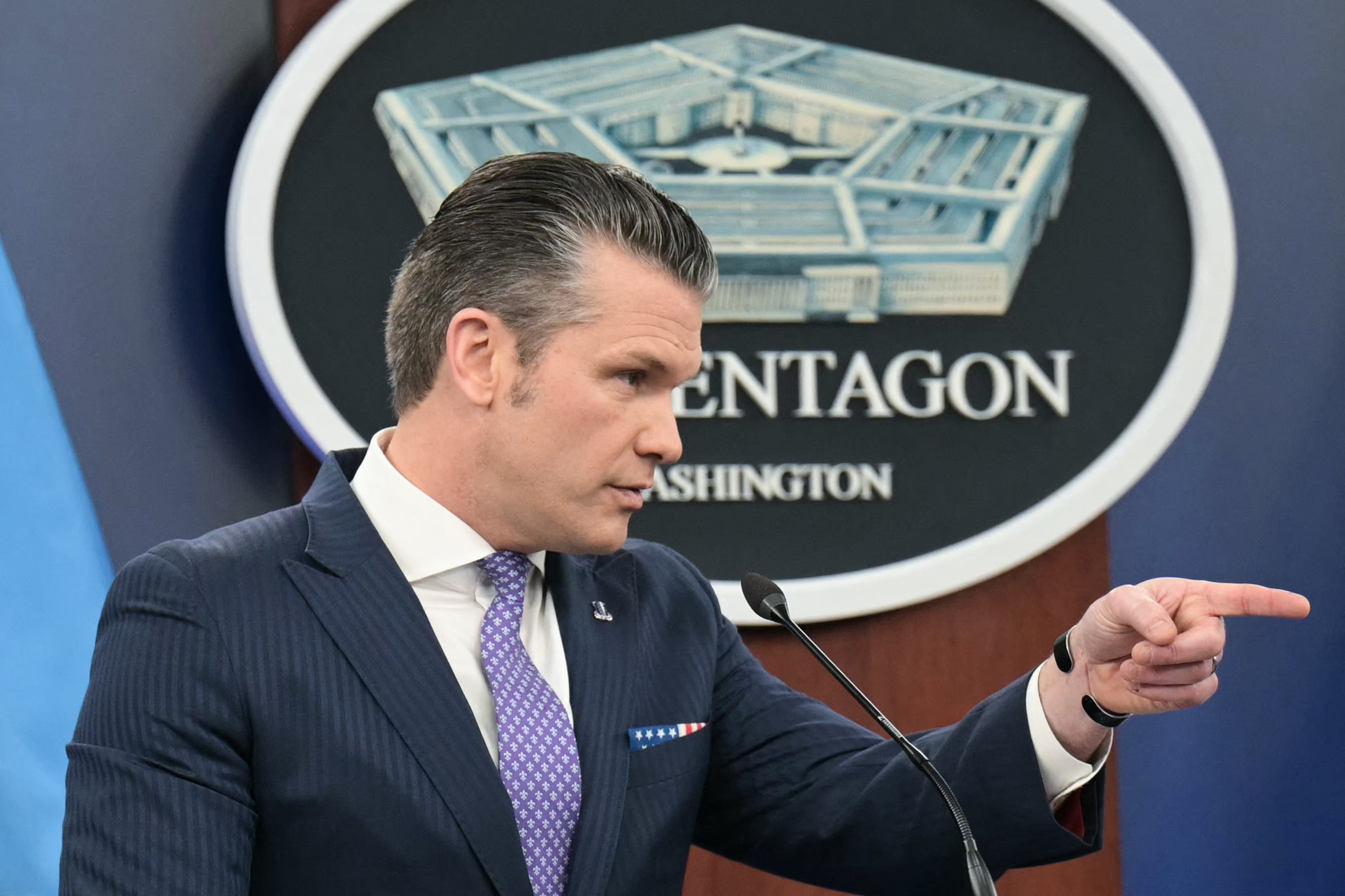 Pete Hegseth, secretario de Defensa de EEUU, en una rueda de prensa en el Pentágono.