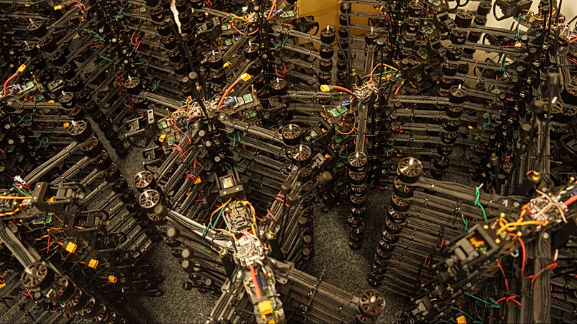 FILE - FPV drones are seen in a storage of the workshop of "General Cherry" company in Ukraine, on Dec. 4, 2025