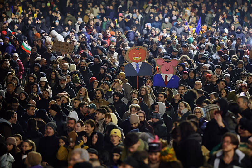 Protesters call for fair elections and an independent judiciary able to effectively fight widespread corruption in Sofia, 18 December, 2025
