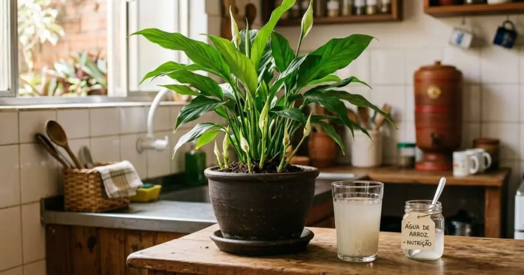 El secreto verde del lirio de la paz: el 'fertilizante' que casi todos tiran después del almuerzo