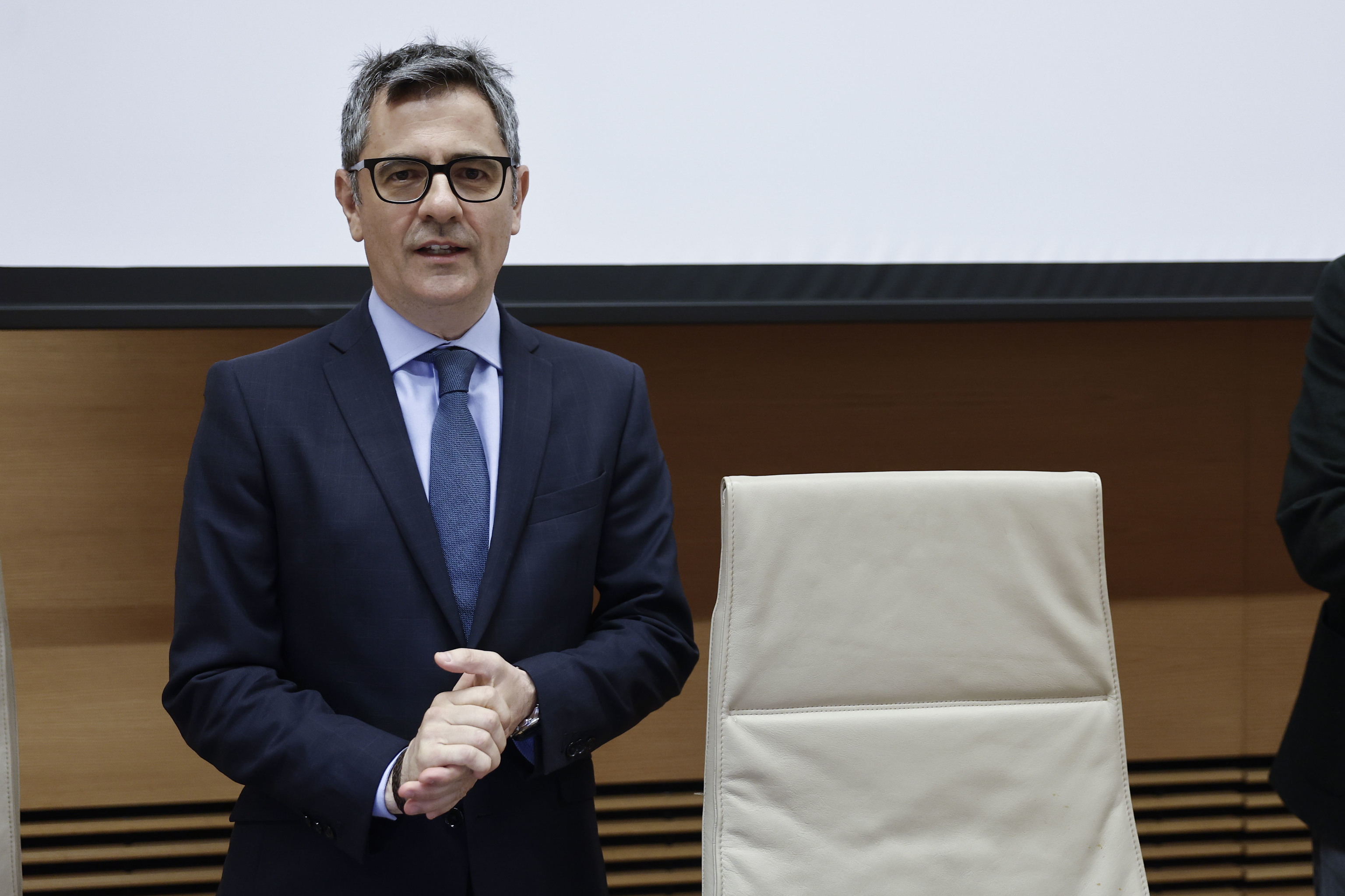 El ministro de la Presidencia, Justicia y Relaciones con las Cortes, Félix Bolaños, en el Congreso.