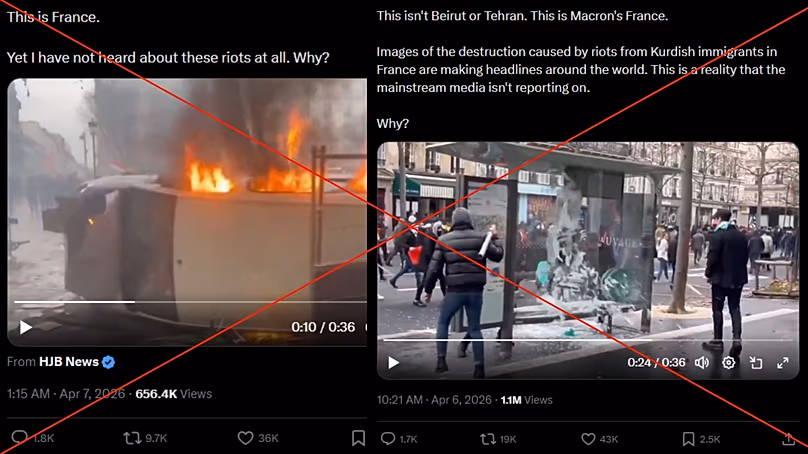Two of the more viral posts showing the outdated video